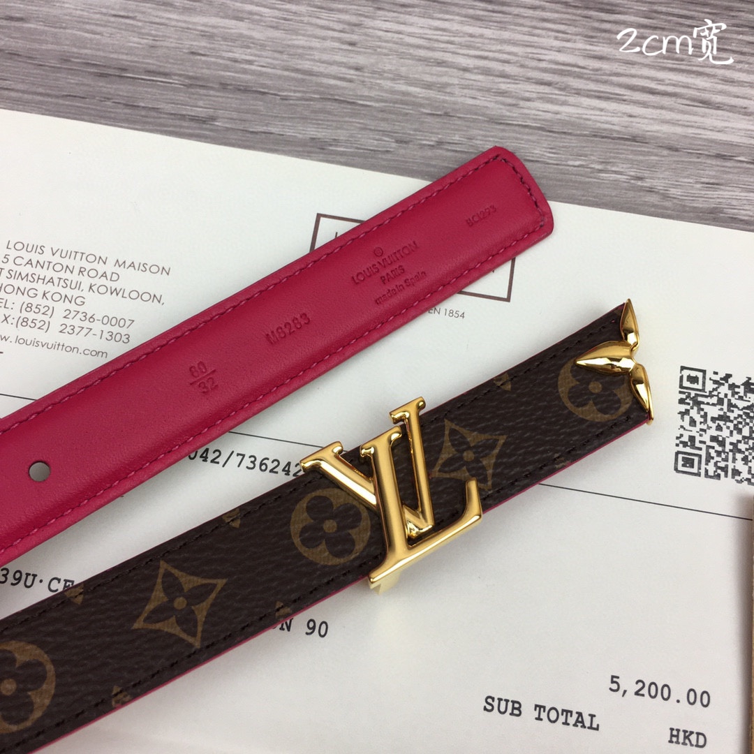 最高級ルイヴィトンスーパーコピー ルイヴィトンベルトコピー ベルト・プリティー LV 20MM リバーシブル M8283V モノグラム / ローズプードル モノグラム・キャンバス ゴールド金具 202404553 - 画像 (7)