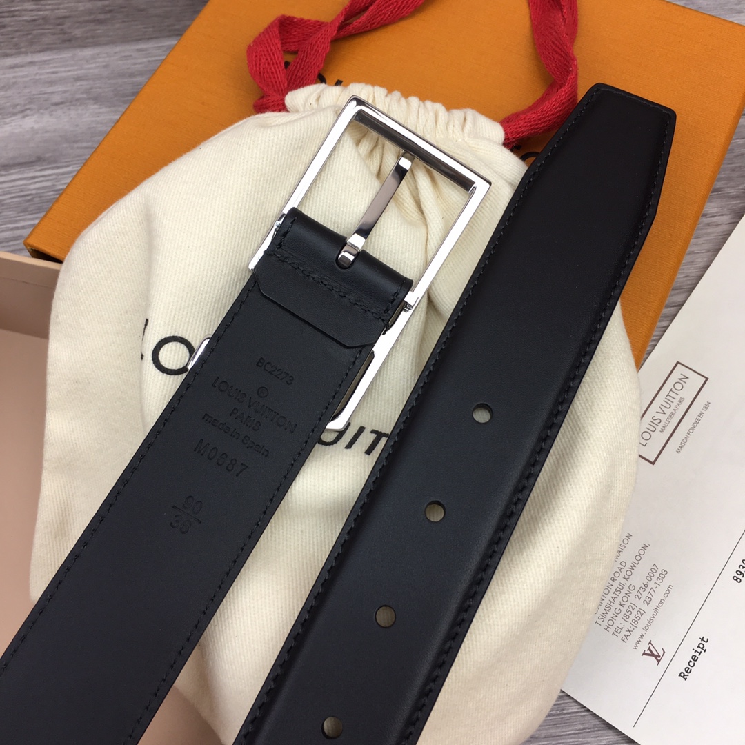 最高級ルイヴィトンスーパーコピー ルイヴィトンベルトコピー ベルト・LV スカイライン 35MM M0687Q ブラック ナッパレザー シルバー金具 202404570 - 画像 (7)