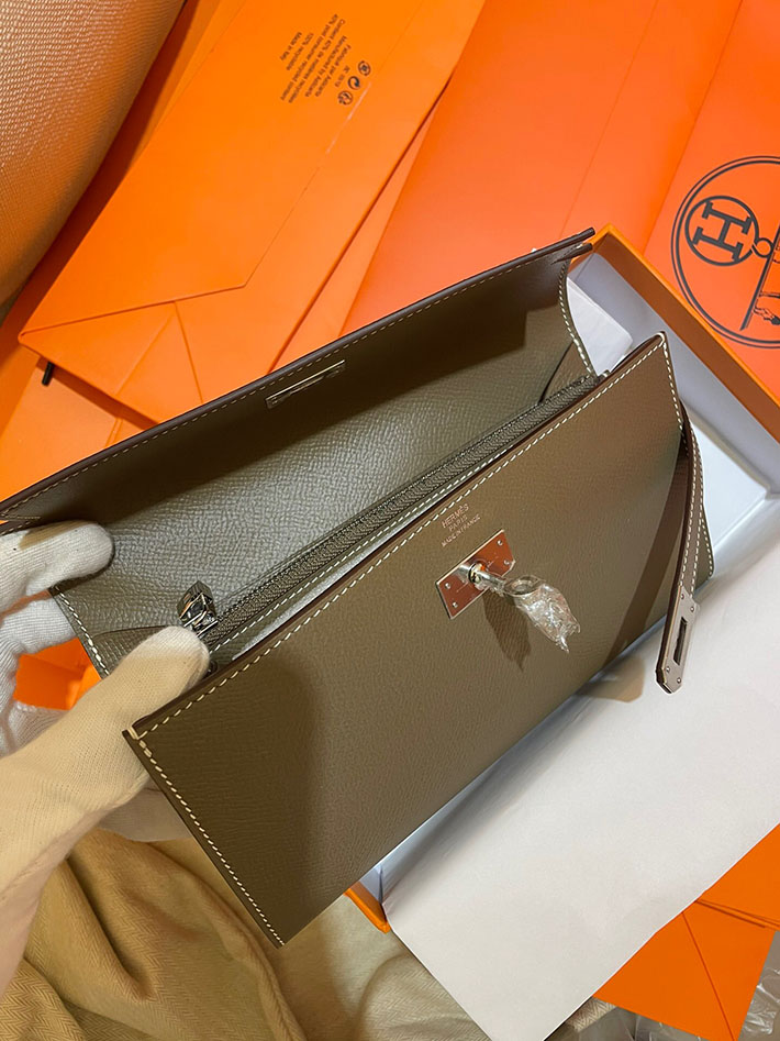 最高級HERMESスーパーコピー財布 エルメスケリーウォレットコピー ケリーウォレットロング エトゥープ ヴォーエプソン シルバー金具 新品 2024W1117 - 画像 (4)