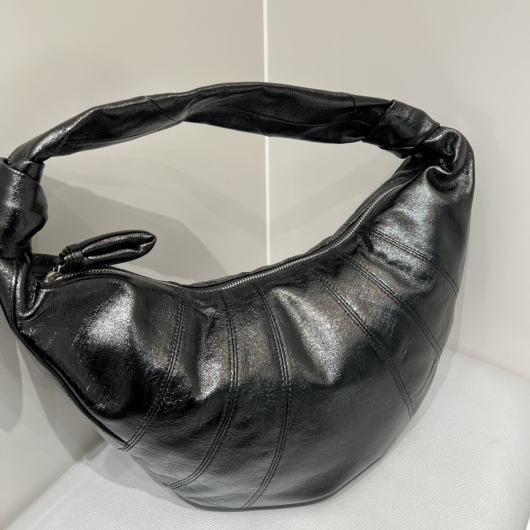ルメール バッグ Croissant ショルダーバッグ ブラック BG0003LL0018 ラムスキン 100% コットン 100% シルバー金具 - 画像 (9)