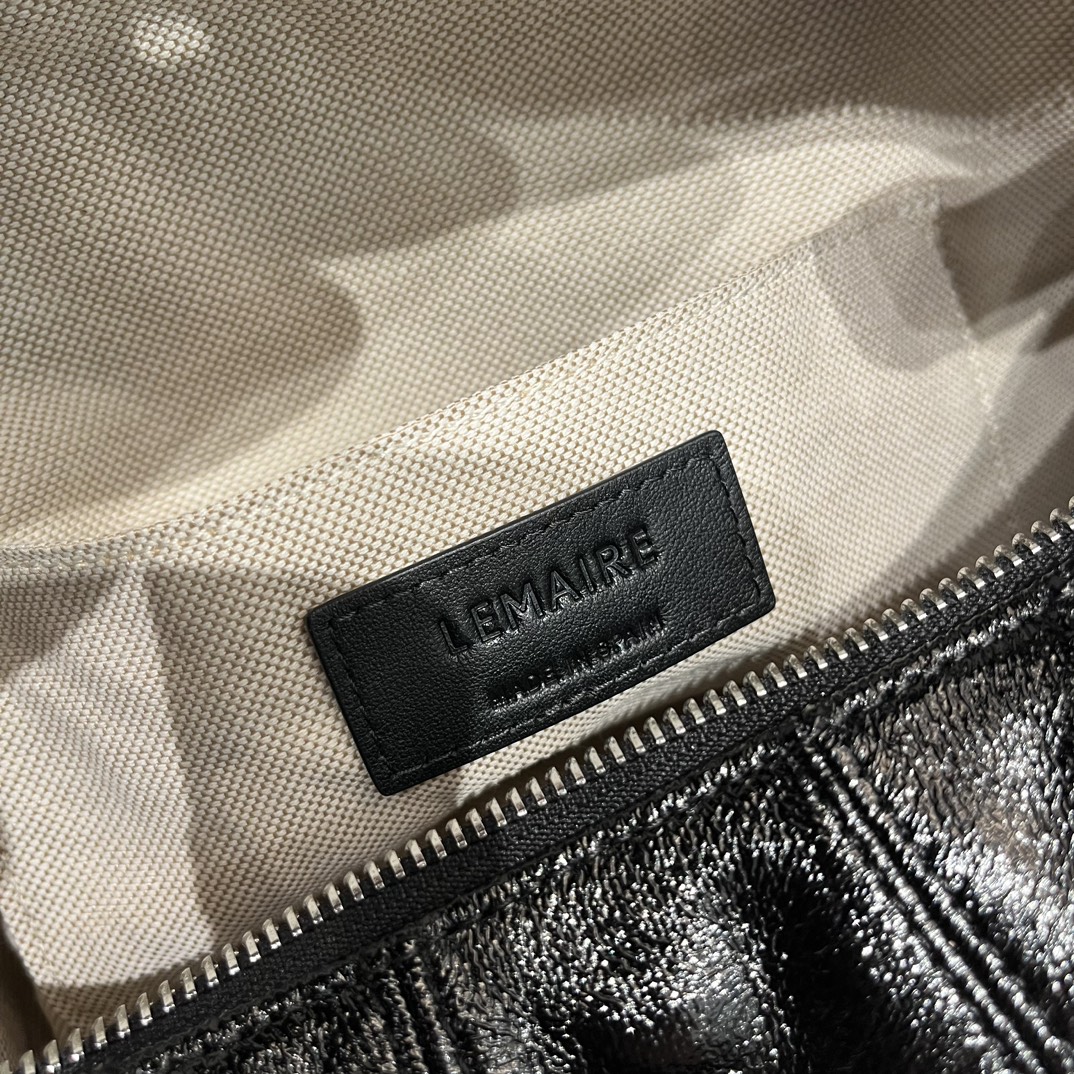 ルメール バッグ Croissant ショルダーバッグ ブラック BG0003LL0018 ラムスキン 100% コットン 100% シルバー金具 - 画像 (3)