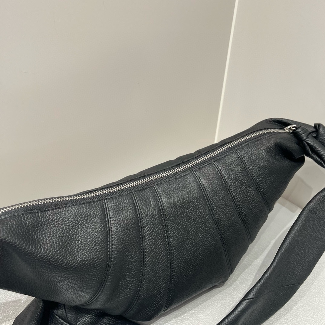 ルメール バッグ クロワッサン バッグ M ブラック BG0001LL095 ラムスキン 100% コットン 100% シルバー金具 - 画像 (8)