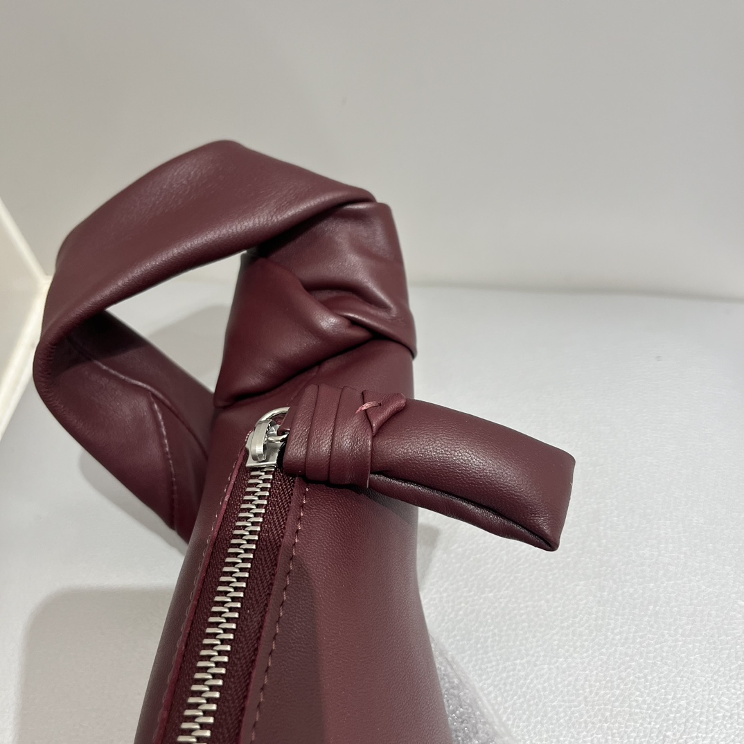 ルメール バッグ クロワッサン バッグ M ワインレッド BG0001LL095 ラムスキン 100% コットン 100% シルバー金具 - 画像 (6)