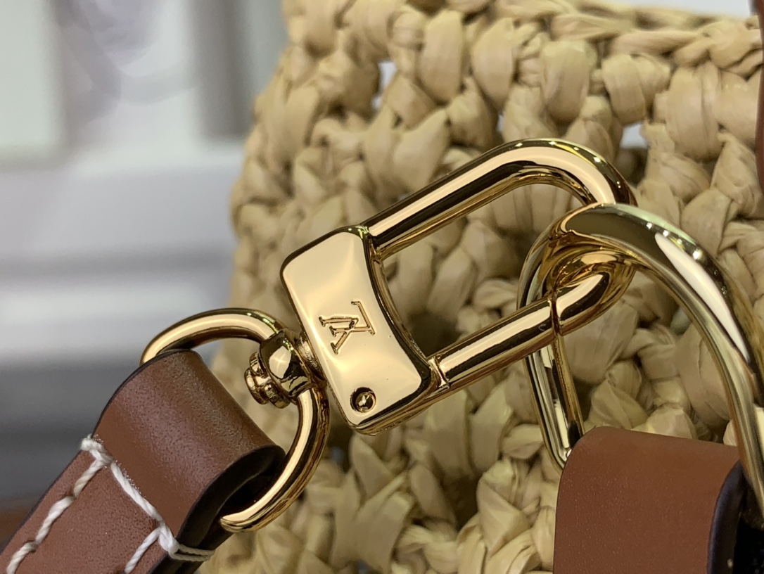 ルイヴィトン ショルダーバッグ 新作 Louis Vuitton ノエ・パース ナチュラル / タン M83521 ラフィア ゴールド金具 - 画像 (5)