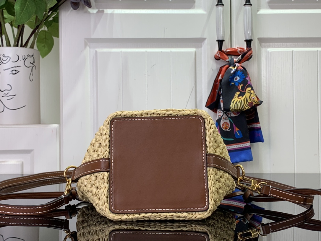 ルイヴィトン ショルダーバッグ 新作 Louis Vuitton ノエ・パース 2024新作 ナチュラル / タン M83521 ラフィア(ヤシ) ゴールド金具 - 画像 (7)