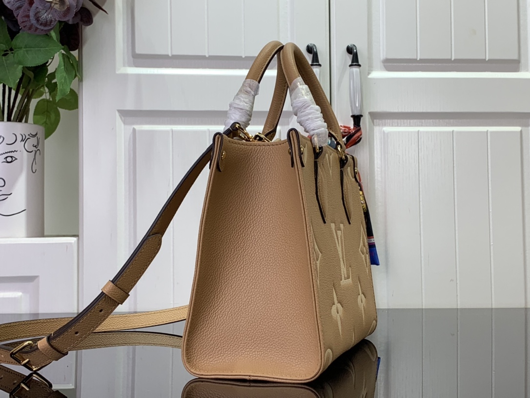ルイヴィトン ハンドバッグ 新作 Louis Vuitton オンザゴー PM アリゾナ・クレーム M12513 牛革 ゴールド金具 - 画像 (9)