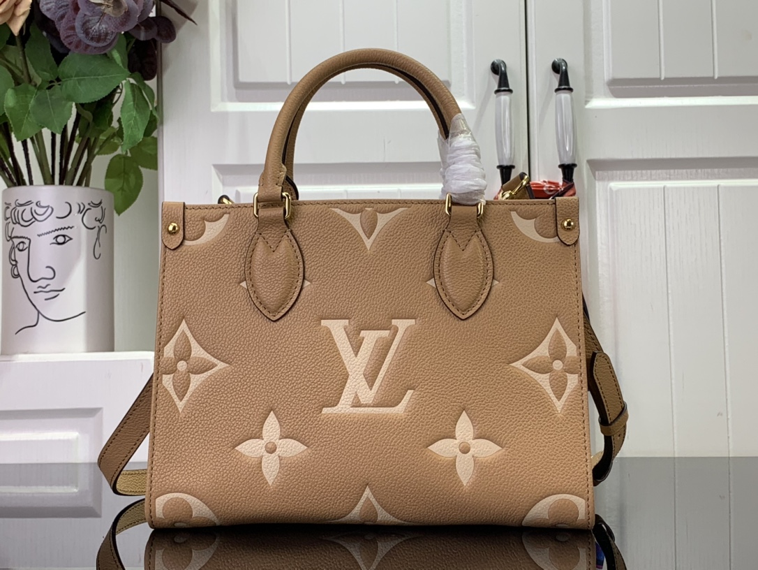 ルイヴィトン ハンドバッグ 新作 Louis Vuitton オンザゴー PM アリゾナ・クレーム M12513 牛革 ゴールド金具 - 画像 (8)
