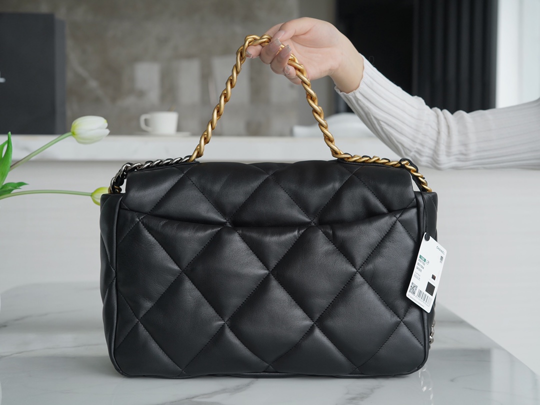 最高級シャネルスーパーコピー シャネルバッグコピー CHANEL 19 マキシ ハンドバッグ ブラック AS1162 B04852 94305 ラムスキン ゴールド金具 - 画像 (8)