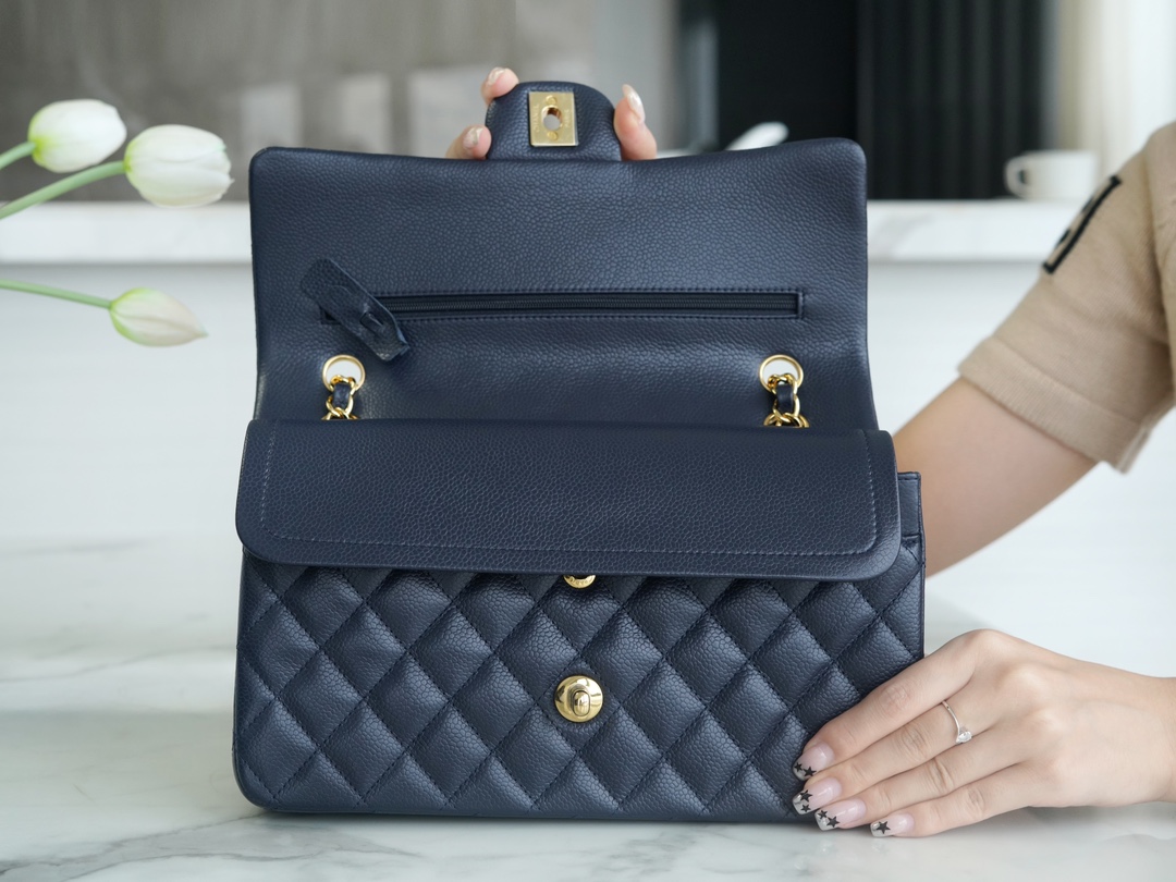 最高級シャネルスーパーコピー シャネルバッグコピー CHANEL 11.12 クラシック ハンドバッグ ブルー A01112 B10583 NZG78 キャビアスキン ゴールド金具 - 画像 (5)