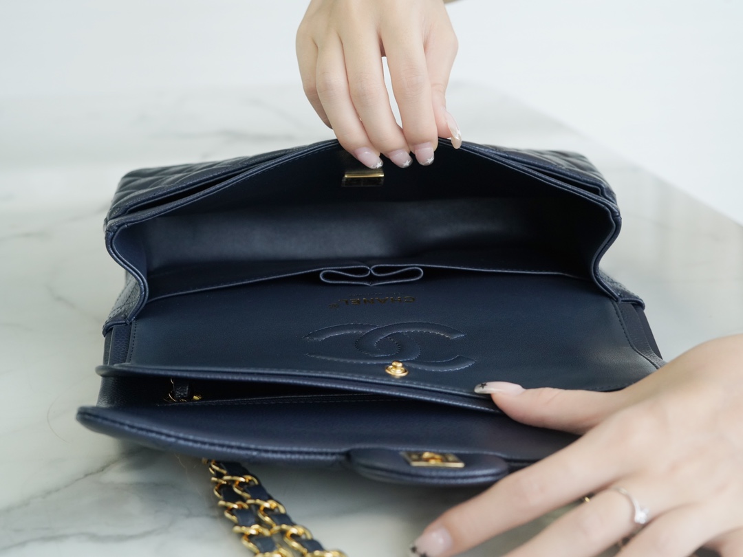 最高級シャネルスーパーコピー シャネルバッグコピー CHANEL 11.12 クラシック ハンドバッグ ブルー A01112 B10583 NZG78 キャビアスキン ゴールド金具 - 画像 (4)
