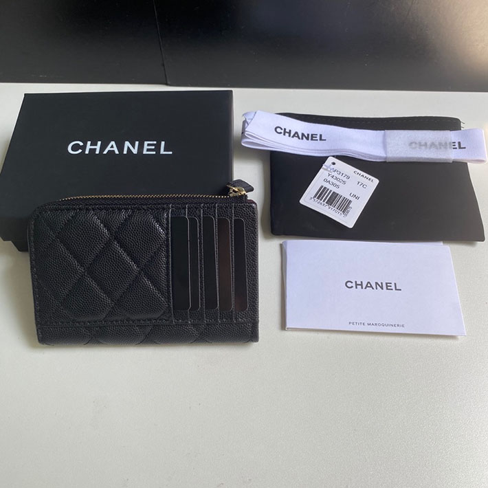 最高級シャネルスーパーコピー シャネルカードケースコピー クラシック ジップ カードケース ブラック AP3179 B10583 94305 キャビアスキン ゴールド金具 - 画像 (9)