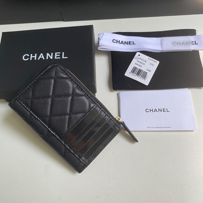 最高級シャネルスーパーコピー シャネルカードケースコピー クラシック ジップ カードケース ブラック AP3179 B10583 94305 キャビアスキン ゴールド金具 - 画像 (7)