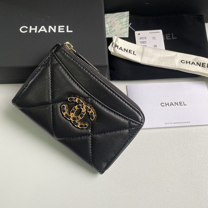 最高級シャネルスーパーコピー シャネルカードケースコピー CHANEL 19 ジップ コインパース ブラック AP2086 B04852 94305 ラムスキン ゴールド金具 - 画像 (8)