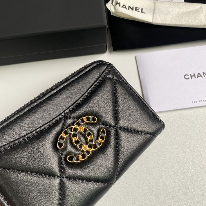 最高級シャネルスーパーコピー シャネルカードケースコピー CHANEL 19 ジップ コインパース ブラック AP2086 B04852 94305 ラムスキン ゴールド金具 - 画像 (6)