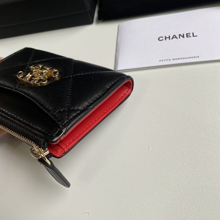 最高級シャネルスーパーコピー シャネルカードケースコピー CHANEL 19 ジップ コインパース ブラック AP2086 B04852 94305 ラムスキン ゴールド金具 - 画像 (4)