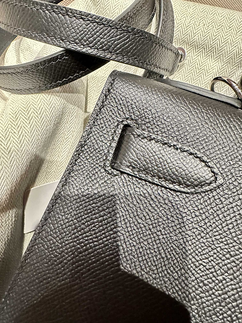 最高級エルメススーパーコピー ケリー25コピー ケリー25 外縫い 黒 ブラック エプソン シルバー金具 - 画像 (6)