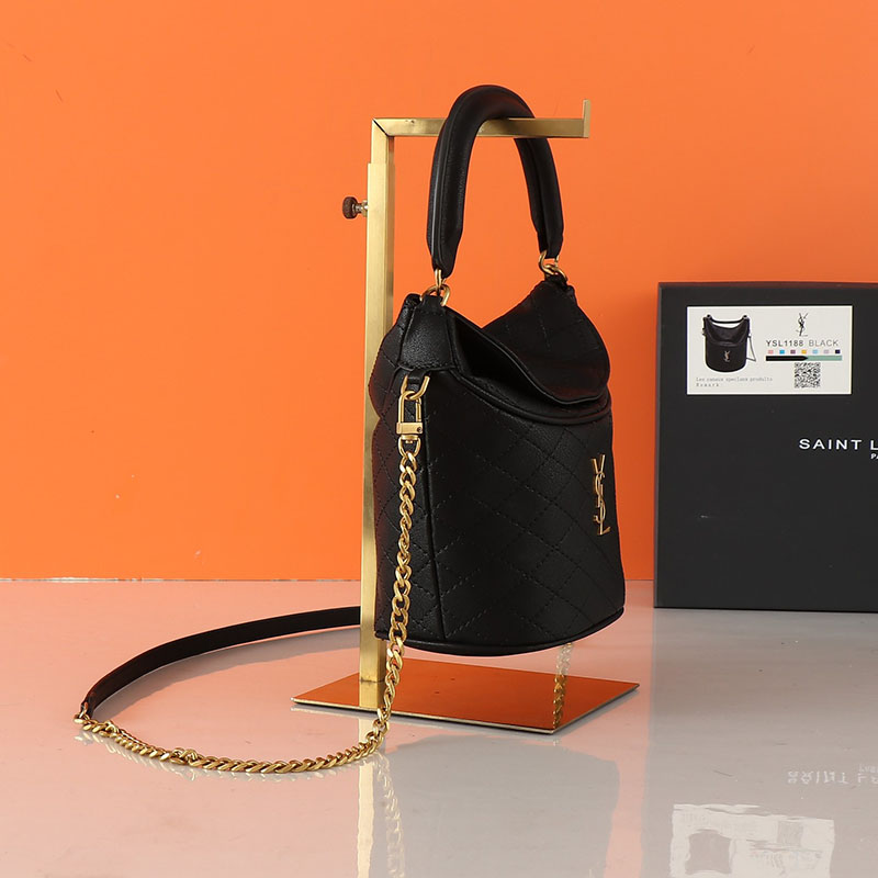 N品 YSL サンローラン ギャビー バケットバッグ ブラック 7639611EL071000 ラムスキン ゴールド金具 激安優良店 - 画像 (9)