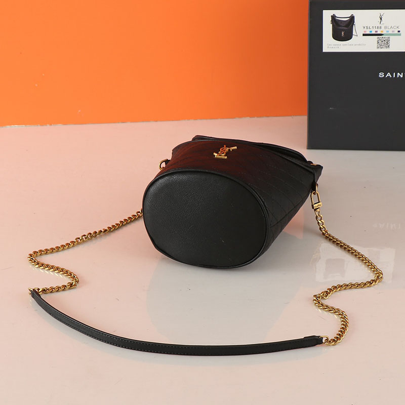 N品 YSL サンローラン ギャビー バケットバッグ ブラック 7639611EL071000 ラムスキン ゴールド金具 激安優良店 - 画像 (5)