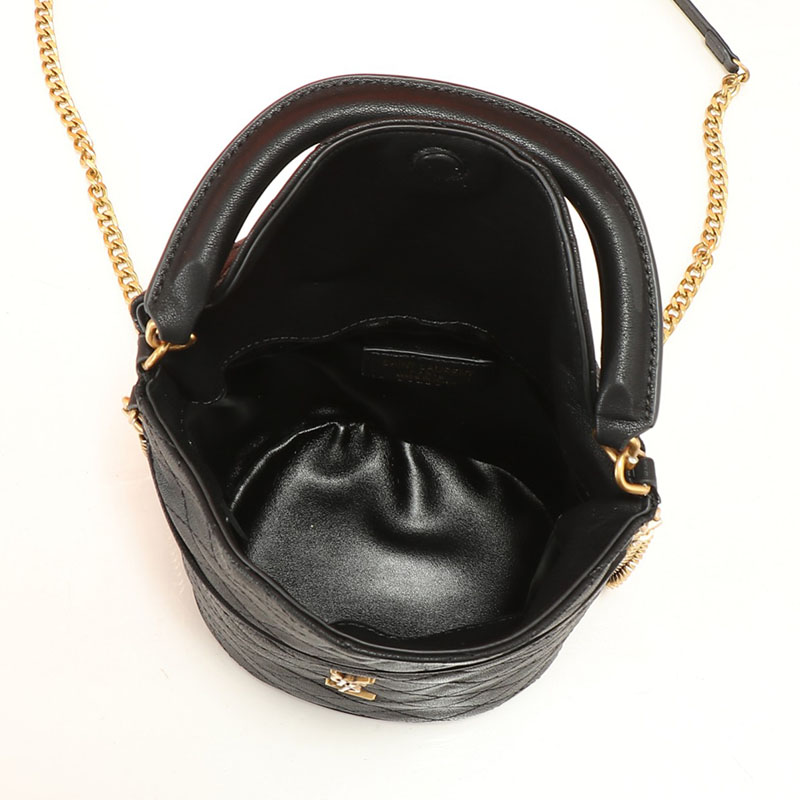 N品 YSL サンローラン ギャビー バケットバッグ ブラック 7639611EL071000 ラムスキン ゴールド金具 激安優良店 - 画像 (4)