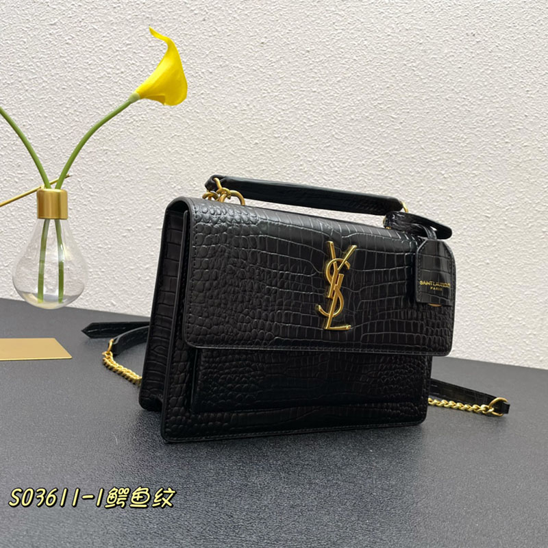 N品 YSL サンローラン ショルダーバッグ サンセット ミディアム ブラック 442906DND0J1000 カーフスキン ゴールド金具 激安優良店 - 画像 (9)