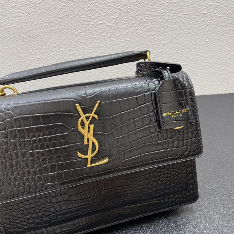 N品 YSL サンローラン ショルダーバッグ サンセット ミディアム ブラック 442906DND0J1000 カーフスキン ゴールド金具 激安優良店 - 画像 (7)