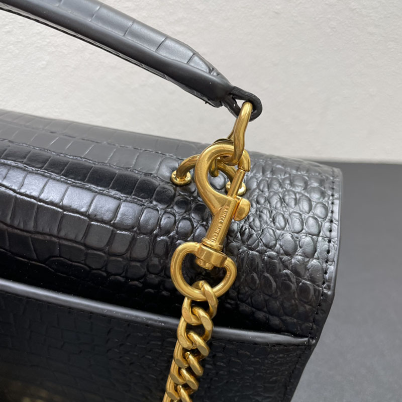 N品 YSL サンローラン ショルダーバッグ サンセット ミディアム ブラック 442906DND0J1000 カーフスキン ゴールド金具 激安優良店 - 画像 (5)