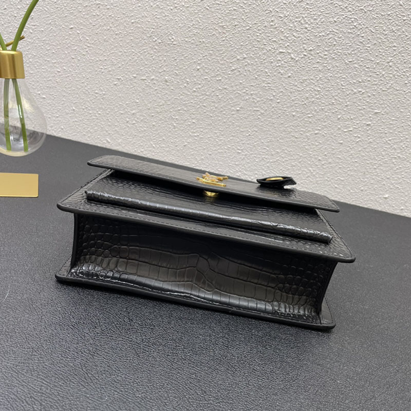 N品 YSL サンローラン ショルダーバッグ サンセット ミディアム ブラック 442906DND0J1000 カーフスキン ゴールド金具 激安優良店 - 画像 (4)