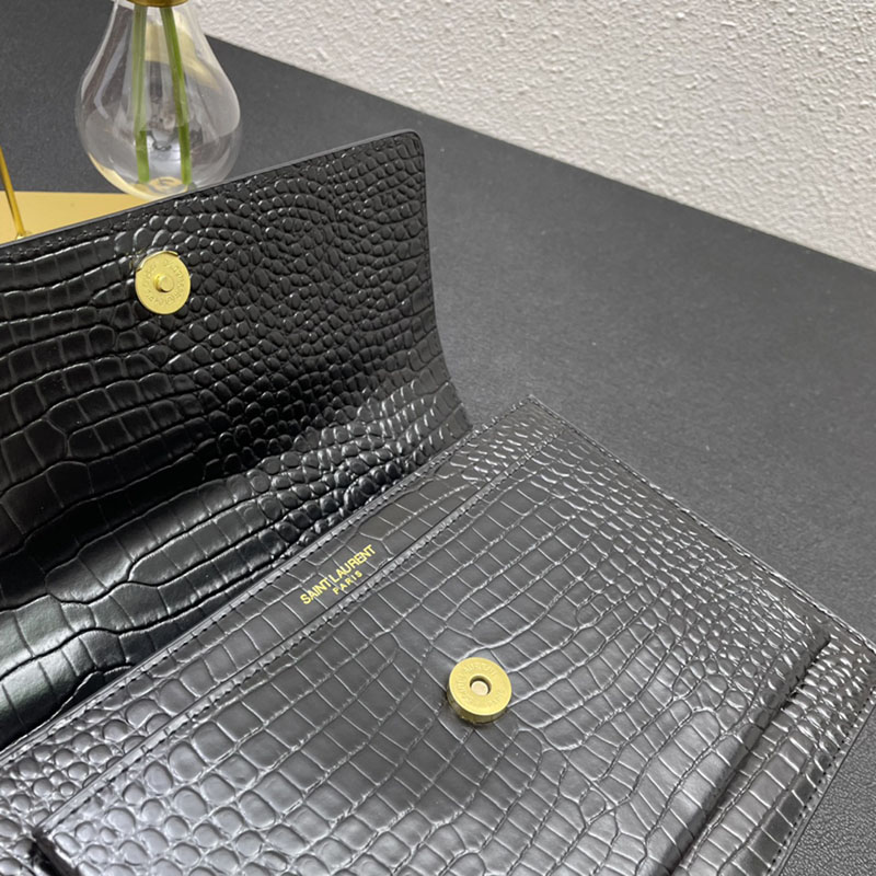 N品 YSL サンローラン ショルダーバッグ サンセット ミディアム ブラック 442906DND0J1000 カーフスキン ゴールド金具 激安優良店 - 画像 (3)