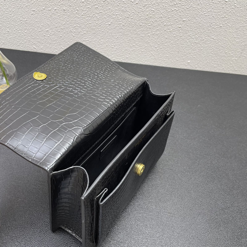 N品 YSL サンローラン ショルダーバッグ サンセット ミディアム ブラック 442906DND0J1000 カーフスキン ゴールド金具 激安優良店 - 画像 (2)