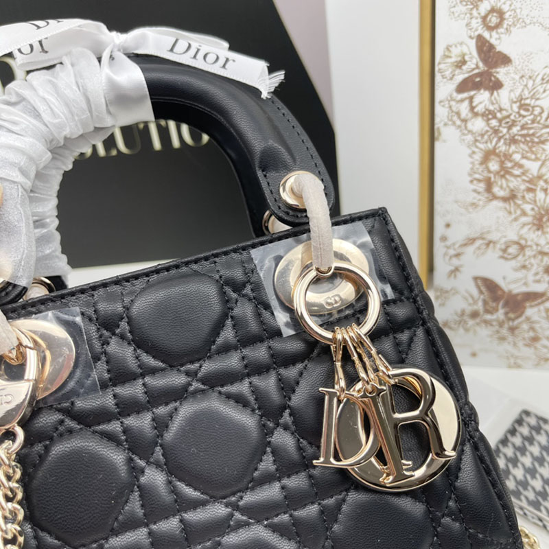 N品 DIOR ディオール Lady Dior バッグ ミニ M0505ONGE_M900 黒 ブラック ゴールド金具 激安優良店 - 画像 (9)