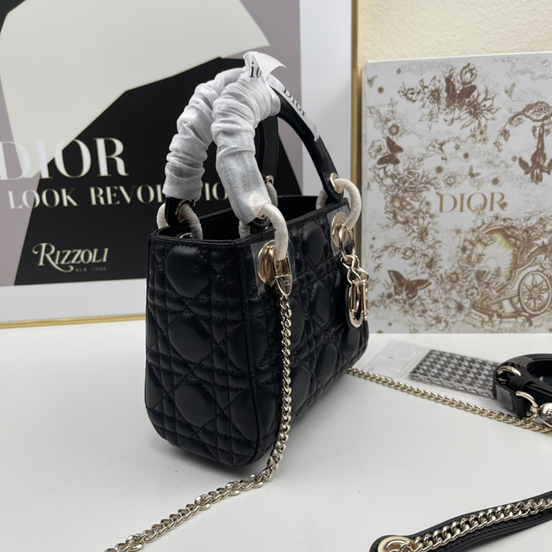 N品 DIOR ディオール Lady Dior バッグ ミニ M0505ONGE_M900 黒 ブラック ゴールド金具 激安優良店 - 画像 (8)