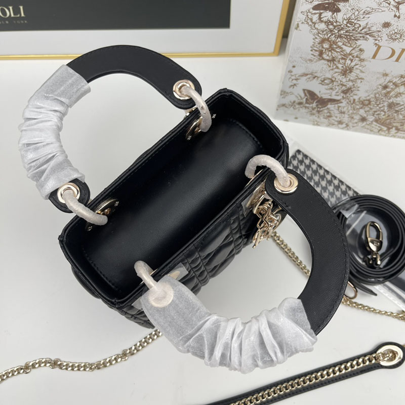 N品 DIOR ディオール Lady Dior バッグ ミニ M0505ONGE_M900 黒 ブラック ゴールド金具 激安優良店 - 画像 (6)