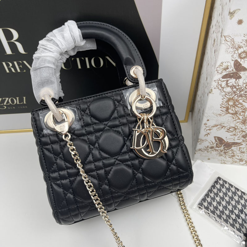 N品 DIOR ディオール Lady Dior バッグ ミニ M0505ONGE_M900 黒 ブラック ゴールド金具 激安優良店 - 画像 (4)