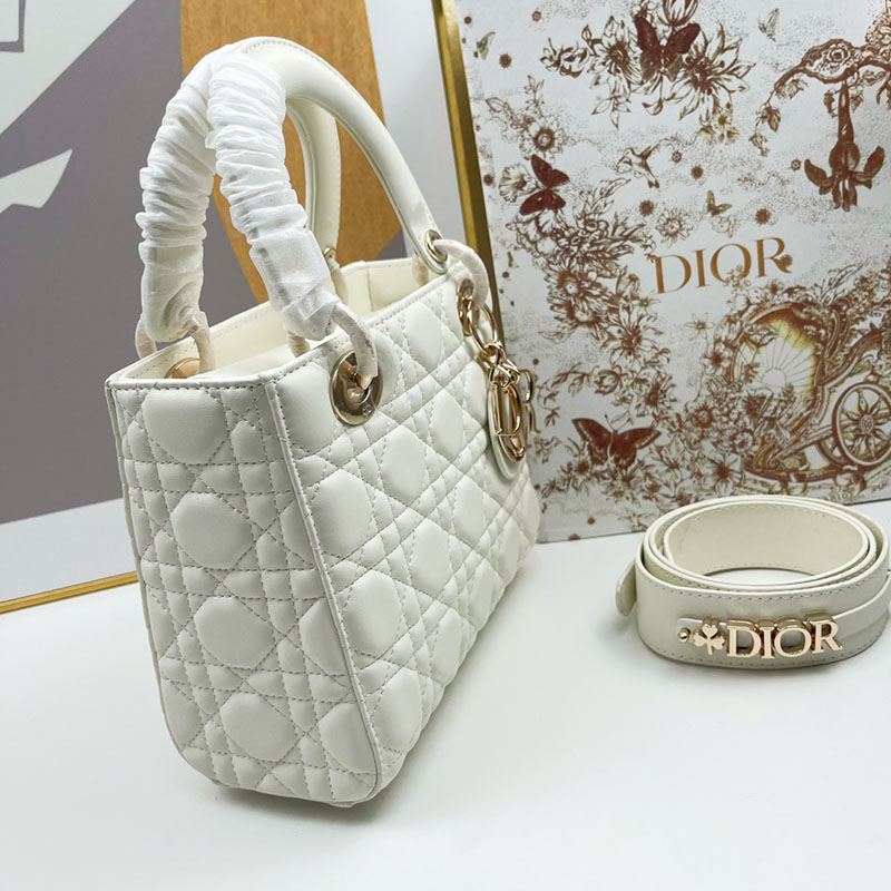 N品 DIOR ディオール Lady Dior My ABCDior バッグ スモール M0538ONGE_M030 ホワイト ゴールド金具 激安優良店 - 画像 (5)