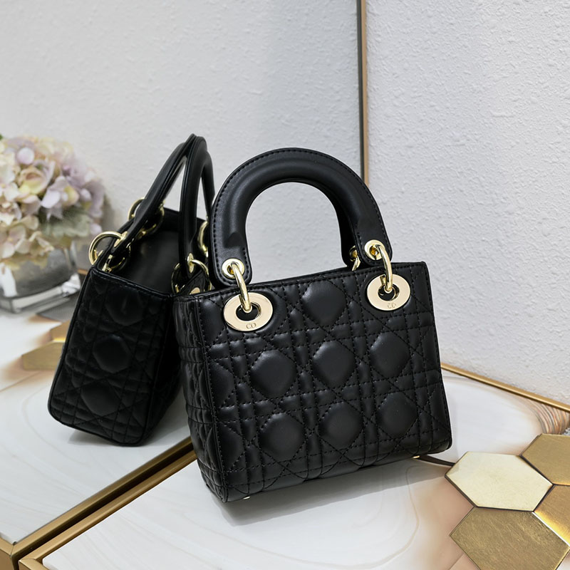 N品 DIOR ディオール Lady Dior バッグ ミニ M0505ONGE_M900 黒 ブラック ゴールド金具 激安優良店 - 画像 (9)