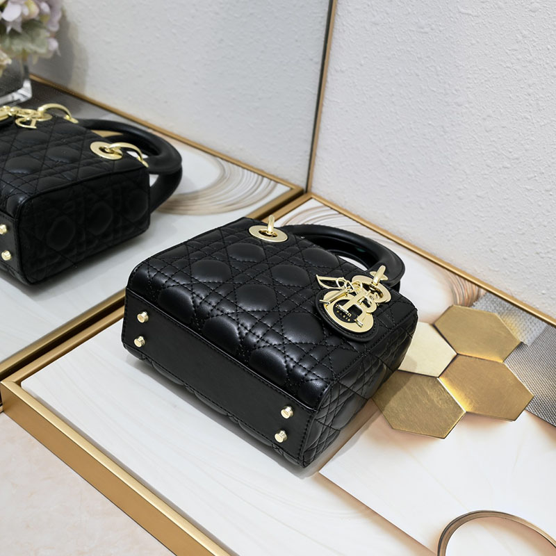 N品 DIOR ディオール Lady Dior バッグ ミニ M0505ONGE_M900 黒 ブラック ゴールド金具 激安優良店 - 画像 (7)