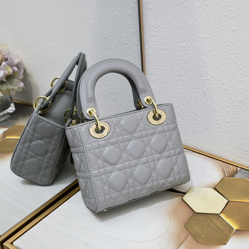 N品 DIOR ディオール Lady Dior バッグ ミニ M0505ONGE_M47G イーサリアルグレー ゴールド金具 激安優良店 - 画像 (9)