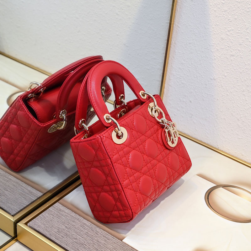 N品 DIOR ディオール Lady Dior バッグ ミニ M0505ONGE_M63R レッド ゴールド金具 激安優良店 - 画像 (8)