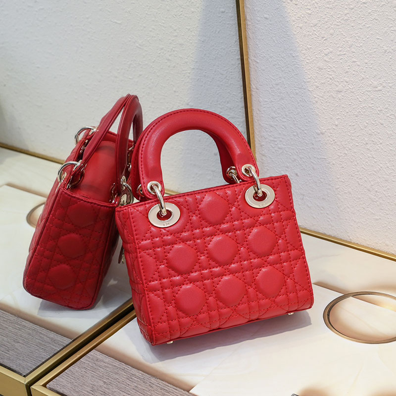 N品 DIOR ディオール Lady Dior バッグ ミニ M0505ONGE_M63R レッド ゴールド金具 激安優良店 - 画像 (7)
