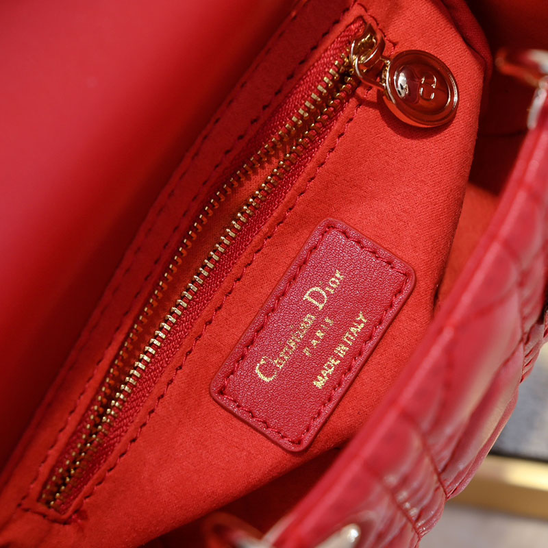 N品 DIOR ディオール Lady Dior バッグ ミニ M0505ONGE_M63R レッド ゴールド金具 激安優良店 - 画像 (2)
