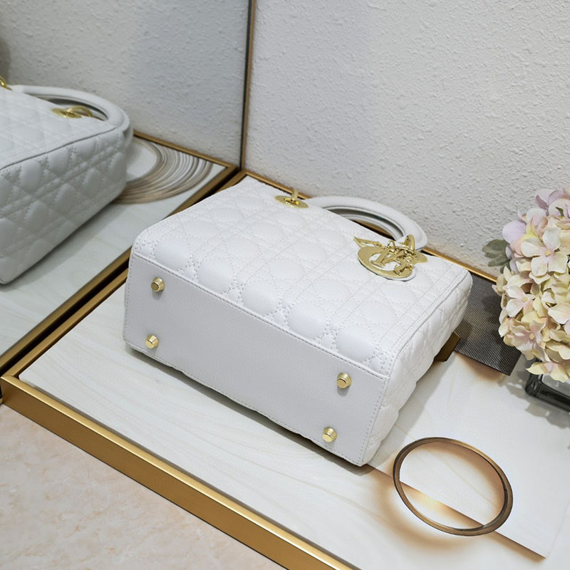 N品 DIOR ディオール Lady Dior バッグ ミディアム M0565ONGE_M030 ホワイト ゴールド金具 激安優良店 - 画像 (7)