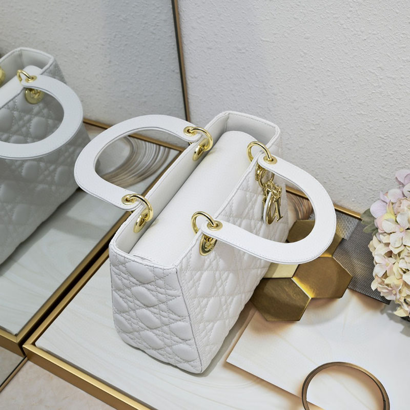 N品 DIOR ディオール Lady Dior バッグ ミディアム M0565ONGE_M030 ホワイト ゴールド金具 激安優良店 - 画像 (5)