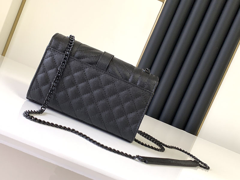 N品 YSL サンローラン ショルダーバッグ エンヴェロップ スモール ブラック 600195BOW981000 ラムスキン ブラック金具 - 画像 (8)