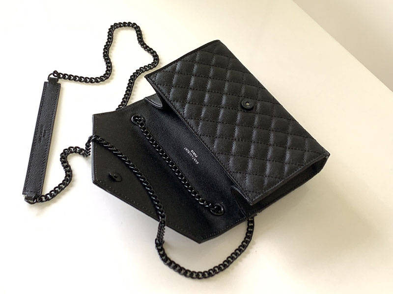 N品 YSL サンローラン ショルダーバッグ エンヴェロップ スモール ブラック 600195BOW981000 ラムスキン ブラック金具 - 画像 (5)