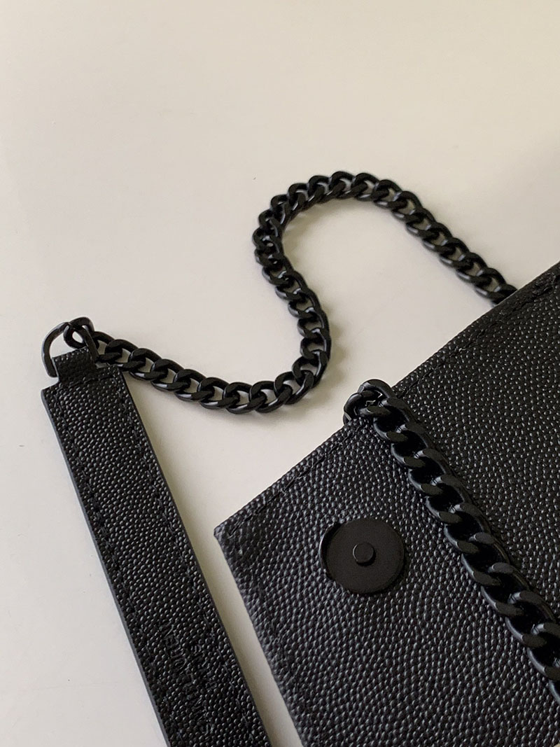 N品 YSL サンローラン ショルダーバッグ エンヴェロップ スモール ブラック 600195BOW981000 ラムスキン ブラック金具 - 画像 (4)