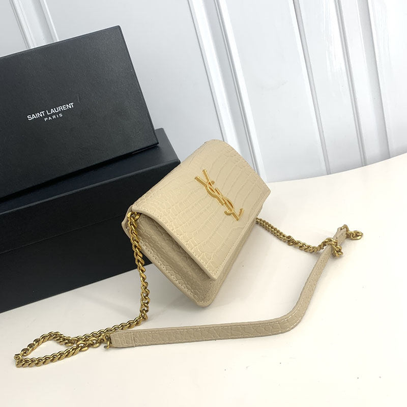 N品 YSL サンローラン ミニバッグ モノグラム ストラップ付き携帯電話ホルダー ダークベージュ 635095DND1J2721 カーフスキンレザー ゴールド金具 - 画像 (9)