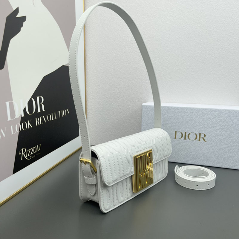 N品 DIOR ディオール Miss Dior フラップバッグ M2610UBOS_M030 ホワイト カーフスキン ゴールド金具 激安優良店 - 画像 (8)
