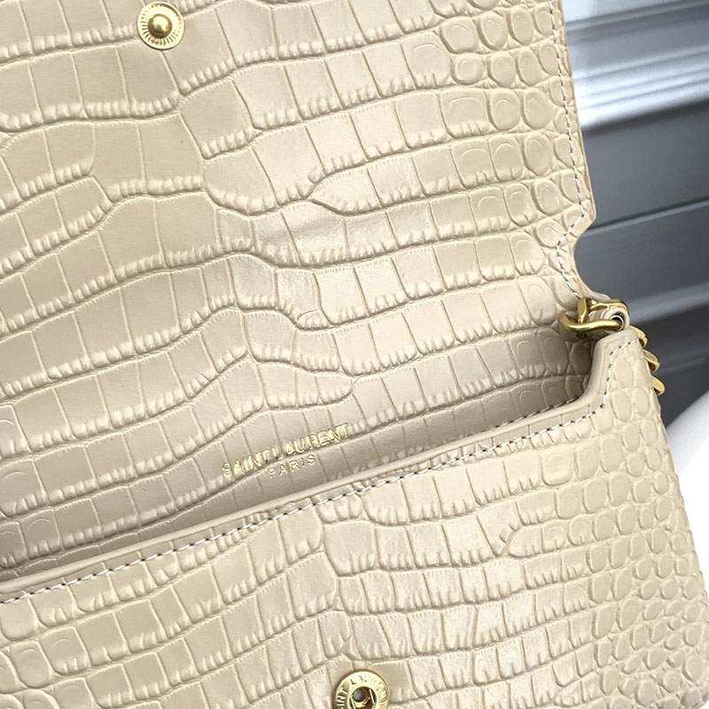 N品 YSL サンローラン ミニバッグ モノグラム ストラップ付き携帯電話ホルダー ダークベージュ 635095DND1J2721 カーフスキンレザー ゴールド金具 - 画像 (3)