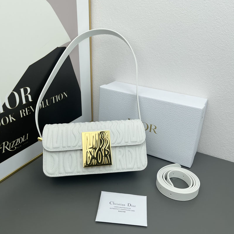 N品 DIOR ディオール Miss Dior フラップバッグ M2610UBOS_M030 ホワイト カーフスキン ゴールド金具 激安優良店 - 画像 (2)