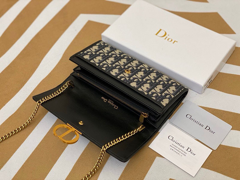 N品 DIOR ディオール 30 Montaigne チェーン付きロングウォレット M9335UTZQ_M928 ディオール オブリーク ジャカード ゴールド金具 激安優良店 - 画像 (7)